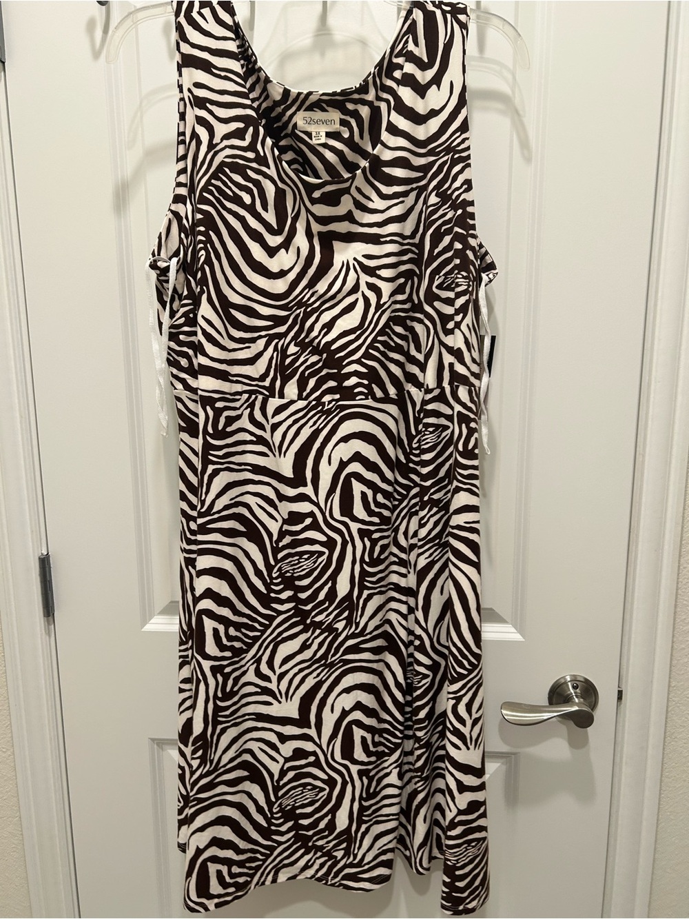 Seven7 Zebra-Pattern Midi Dress in Black and White